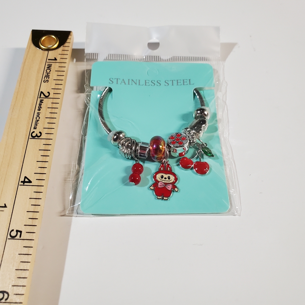 Stainless Steel Labubu Charm Bracelet & Pen Set - Picture 3 of 5